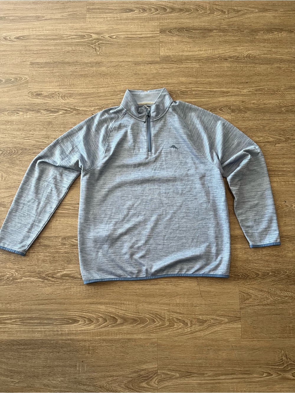 Tommy Bahama Quarter Zip Pullover Sweater IslandZone Mens Large Gray Space Dye